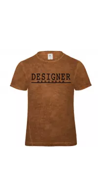 Designer Menswear Brown Velvet T-Shirt Black Logo