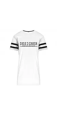 Designer Menswear White Long T-Shirt Black Logo