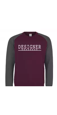 Designer Menswear Burgendy/Charcoal Sweatshirt White Logo