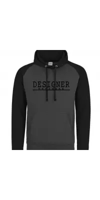 Designer Menswear Charcoal/Black Hoodie Black Logo